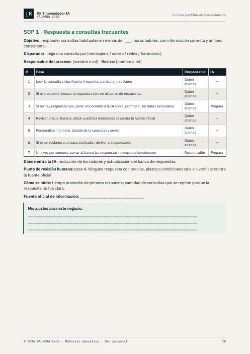 Página de un procedimiento